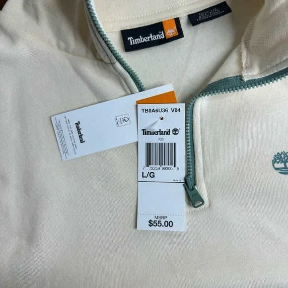 Timberland Womanβs Core + Funnel Neck Sweatshirt In Beige SZ. L - Picture 11 of 14